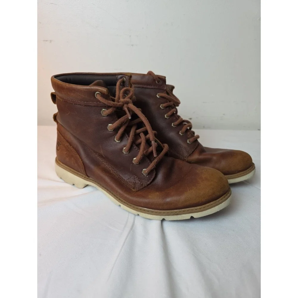 TIMBERLAND Bramhall Boots Womens 9.5 Brown Leather Lace Up Waterproof Ankle